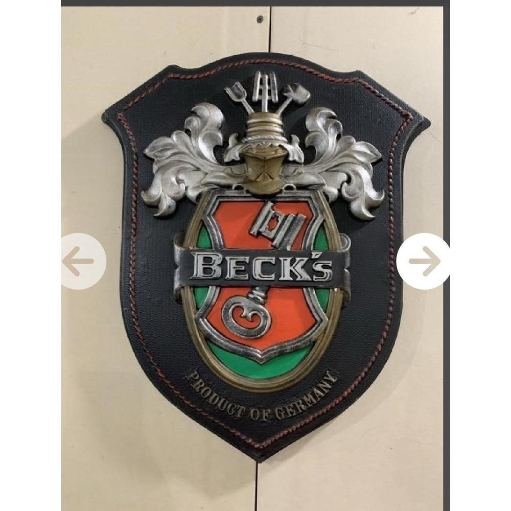 Vintage Beck's Beer Wall Plaque Coat of Arms Shield Product of Germany 19" X 13"